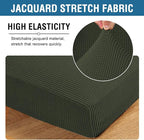 H.VERSAILTEX Super Stretch Individual Seat Cushion Covers Sofa Covers Couch Slipcover Sets Thick Jacquard Textured Twill Fabric (3 Piece Sofa Cushion Covers, Olive)