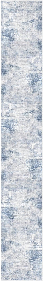 IOHOUZE Abstract Runner Rug 3x20 Ft Extra Long Washable Runners for Hallways, Non Slip Kitchen Runner Printed Faux Wool Entryway Runner Indoor, Modern Floor Carpet for Hall Stair, Light Blue Grey