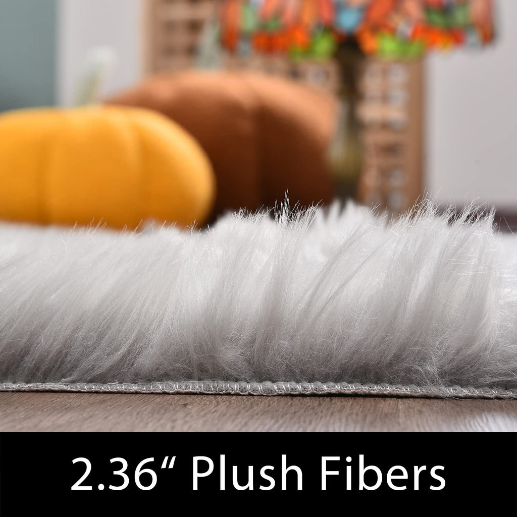 Latepis 12x12 Carpet Grey Faux Fur Rug for Living Room and Bedroom Large Fluffy Rugs Shaggy Fuzzy Rug for Sofa Office Bedroom Home Décor Entertainment Room, Square