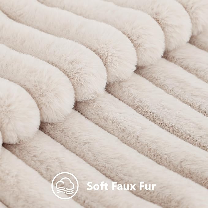 decorUhome Fall Faux Fur Throw Pillow Covers 18x18 Set of 2 Beige