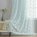 YJ YANJUN Vintage Lace Curtains 84 Inches Long-Victorian Floral Pattern Aqua Sheer Curtain Panels for Living Room Bedroom,Light Filtering, Memaid Beachy Drapes 2 Panels 52W x 84L Mint Green