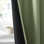 RYB HOME Bedroom Blackout Curtains 72 inches Long, 100% Blackout Thermal Insulated Noise Reducing Curtains for Living Room Nursury, 34 inches Wide by 72 inches Long, Sage Green