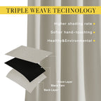 NICETOWN Room Darkening Draperies Curtain Panels - Window Treatment Thermal Insulated Solid Grommet Room Darkening Curtains/Panels/Drapes for Bedroom (Natural, Set of 2, 80 by 95 Inch)