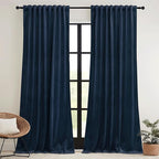 RYB HOME Navy Blue Velvet Curtains 72 inches with Hook Belt, Soft Fabric Room Darkening Thermal Insulated Luxurious Home Decor Curtains for Living Room Bedroom, W 52" x L 72", 2 Panels Set