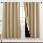 NICETOWN Living Room Completely Shaded Draperies, Privacy Protection & Noise Reducing Ring Top Drapes, Black Lined Insulated Window Treatment Curtain Panels(Biscotti Beige, 2 Pieces, W70 x L72)