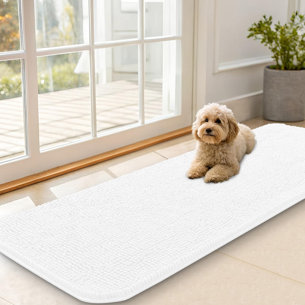 OLANLY Dog Door Mat for Muddy Paws 59x20, Super Absorbent Chenille Mud Mat