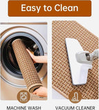 eqivei Kitchen Rugs and Mats Non Skid Washable Set of 2 PCS, Absorbent Runner Rugs for Kitchen, Farmhouse Weave Floor Mats in Front of Sink, 17.3"x 47"+17.3"x 29" (Brown)