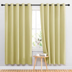 NICETOWN Bedroom Curtains Blackout Drapery Panels, 2 Panels, 70 x 72 inches, Paler Yellow, Three Pass Microfiber Thermal Insulated Solid Ring Top Blackout Window Curtains/Drapes