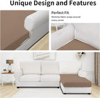 Easy-Going Stretch Sectional Couch Covers 1 Piece Chaise Lounge Slipcover L Shape Separate Cushion Couch Seat Chaise Cover for Both Left/Right Sectional Couch Camel