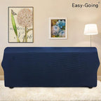Easy-Going Stretch 4 Seater Sofa Slipcover 1-Piece Sofa Cover Furniture Protector Couch Soft with Elastic Bottom for Kids, Polyester Spandex Jacquard Fabric Small Checks Navy