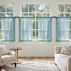 MIULEE Dusty Blue Sheer Curtains 63 Inches Long, 4 Panels Set, Light Filtering Rod Pocket Voile Drapes for Living Room and Bedroom, Airy Soft Fabric Window Treatments, 42 x 63 Inches
