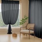 Halloween Black Sheer Curtains for Window 96 Inches Long 2 Panels Set, Soft Airy Light Filtering Voile Sheer Curtains for Living Room Bedroom, Dual Rod Pocket Window Drapes, 2x42Wx96L Inches