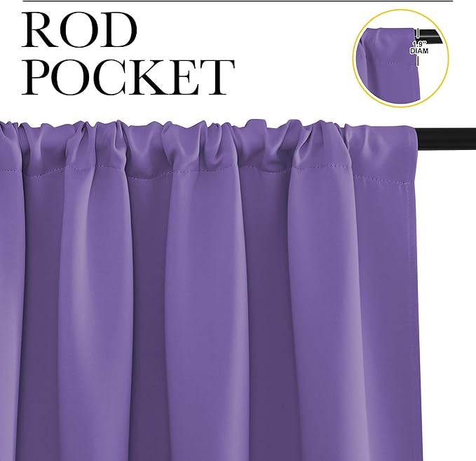 NICETOWN RV Blackout Curtains for Camper Windows, Lilac Purple, 29" Wide by 50" Long, 2 PCs, Short Blackout Curtains & Drapes, Thermal Insulated Blackout Curtain Panels for Kids Room, Play Room