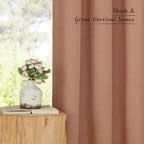 NICETOWN Thick Linen Terracotta Curtains for Window, Grommet Flax Linen Blend Window Drapes Privacy Added with Light Filtering Curtains for Bedroom/Girls Room, 2 Panels, W55 x L63