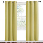 NICETOWN Paler Yellow Room Darkening Curtains for Kitchen, Set of 2, 42 inches Wide by 78 inches Long, Window Treatment Thermal Insulated Solid Grommet Room Darkening Curtains/Drapes for Bedroom