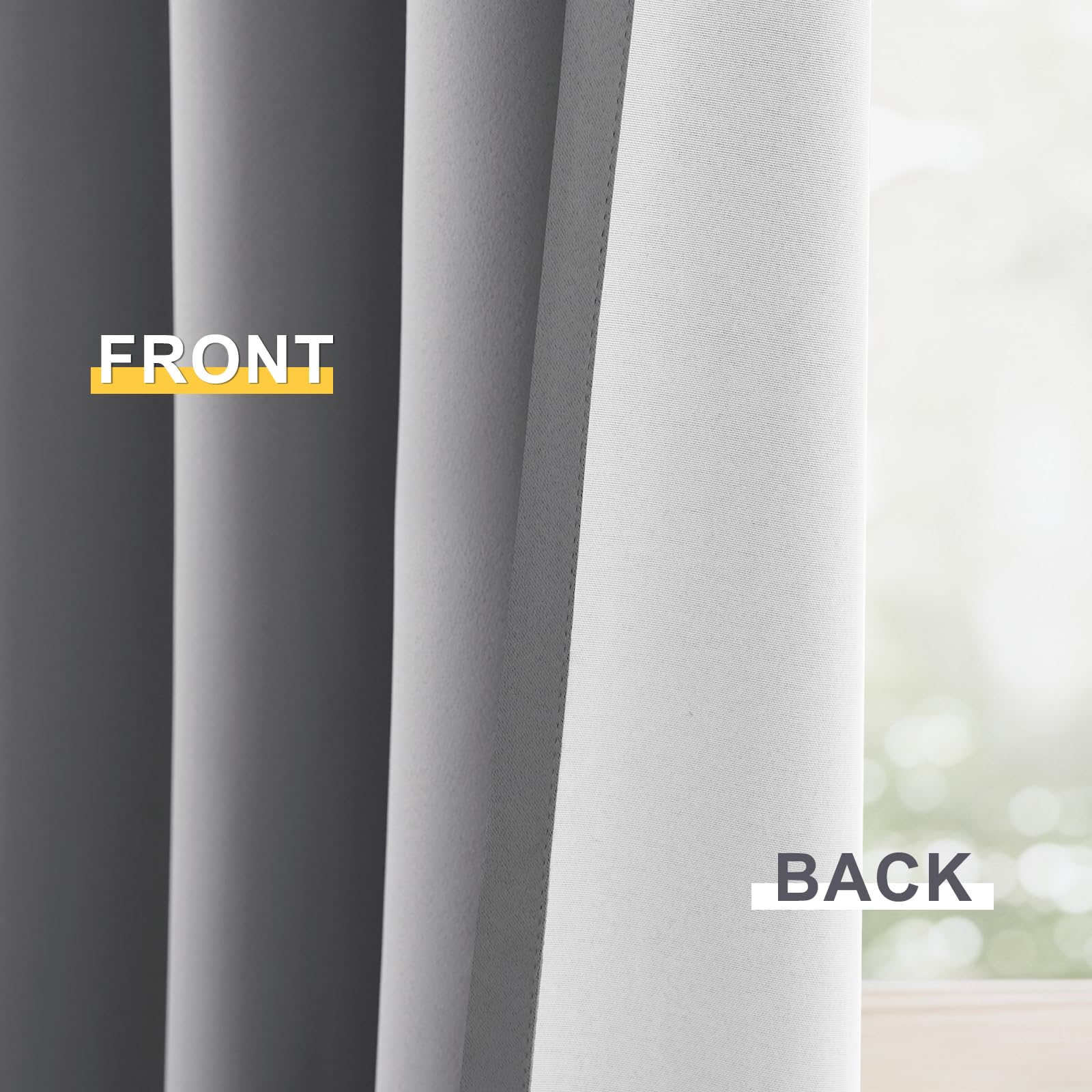 Yakamok Dove Grey 100% Blackout Curtains 84 Inches Long 50" Wide 2 Panel