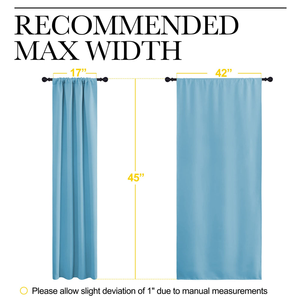 NICETOWN Kitchen Window Blackout Curtain Panels - Energy Saving Window Covering Thermal Insulated Rod Pocket Drapes for Basement(Teal Blue, Set of 2 Panels, 42 by 45 inches Long)