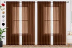 SpaceDresser Brown Sheer Curtains 4 Panels Rod Pocket Semi-Sheer Curtain 84 Inches Long Light Filtering Voile Window Drapes for Bedroom Living Room Kitchen, Each 52W x 84L