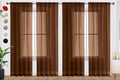 SpaceDresser Brown Sheer Curtains 4 Panels Rod Pocket Semi-Sheer Curtain 63 Inches Long Light Filtering Voile Window Drapes for Bedroom Living Room Kitchen, Each 52W x 63L