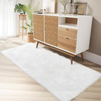 Ciicool Faux Fur Rug for Bedroom, White Fluffy Shag Rugs for Sofa Couch Seat Cushion, Washable Fuzzy Runner Thick Fur Area Rug Floor Carpets for Bedside Living Room, 2x6 Ft Rectangle