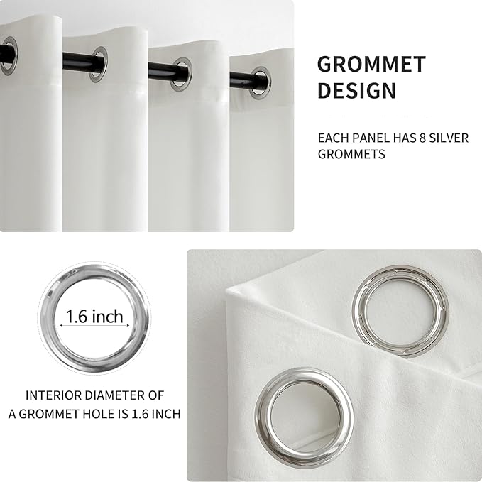 MIULEE Elegant Velvet Curtains Pure White Grommet Curtains Thermal Insulated Soundproof Room Darkening Blackout Curtains/Drapes for Girls & Ladys Living Room/Bedroom Decor 52 x 96 Inch 2 Panels