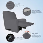 PureFit Super Stretch Chair Sofa Slipcover with Pocket – Spandex Non Slip Soft Couch Sofa Cover, Washable Furniture Protector with Elastic Bottom for Kids, Pets （Recliner, Gray ）
