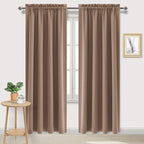 DWCN Blackout Curtains for Living Room Thermal Insulated, Energy Saving & Noise Reducing Bedroom Curtains, Khaki, W 70x L 84 Inch, Set of 2 Rod Pocket Curtain Panels