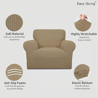 Easy-Going Stretch Oversized Chair Sofa Slipcover 1-Piece Couch Sofa Cover Furniture Protector Soft with Elastic Bottom for Kids Spandex Jacquard Fabric Small Checks Tan