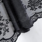 YJ YANJUN Vintage Lace Curtains 24 inch Length Set of 2 Victorian Gothic Short Half Curtains for Kitchen Bathroom RV Light Filtering Small Window Drapes Halloween Goth Dark Room Decor 26 x 24 Black