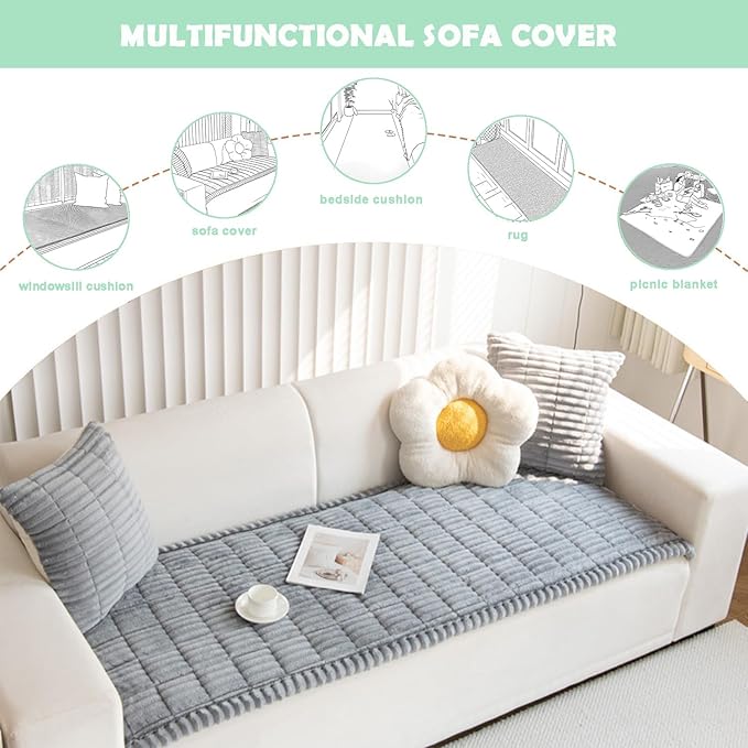 ZQFFB Couch Cover for Dogs Washable Non-Slip Pet Friendly Sofa Protector