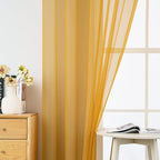 MIULEE 2 Panels Solid Color Sheer Window Curtains Elegant Window Voile Fall Panels/Drapes/Treatment for Bedroom Living Room (54X96 Inches Gold)