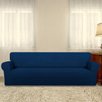 PureFit Super Stretch 4 Seater Sofa Slipcover – Spandex Non Slip Soft Couch Sofa Cover, Washable Furniture Protector with Non Skid Foam and Elastic Bottom for Kids, Pets （XX Large, Navy）