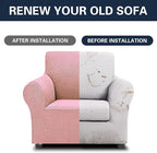 Cupuamon 2026 New Stretch Chair Sofa Slipcovers Couch Cover for 1 Seater Furniture Protector Sofa Covers with Elastic Bottom Jacquard Fabric Small Checks for Pets, Kids - Dusty Pink