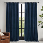 RYB HOME Navy Velvet Curtains 96 inches- Velevt Blackout Curtains for Bedroom, Thermal Insulated Noise Reducing Panels Soft Luxury Window Decor, Navy Blue, W52 x L96 inches, 2 Panels