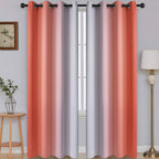 SimpleHome Ombre Coral to Grey White Curtains for Living Room 52Wx84L