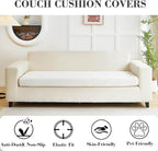 Couch Covers for 3 Cushion Sofa Pet Friendly Couch Cushion Covers Universal Sofa Covers Washable Stretch Slipcovers for Sectional Sofa (Texture Ivory White,Large Triple Seat Cover)