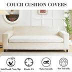 Disayu Couch Covers for 3 Cushion Sofa Pet Friendly Couch Cushion Covers Universal Sofa Covers Washable Stretch Slipcovers for Sectional Sofa (Texture Ivory White,Large Triple Seat Cover)