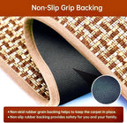 eqivei Kitchen Rugs and Mats Non Skid Washable Set of 2 PCS, Absorbent Runner Rugs for Kitchen, Farmhouse Weave Floor Mats in Front of Sink, 17.3"x 47"+17.3"x 29" (Brown)
