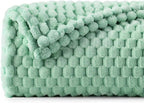 BEDELITE Fleece Throw Blanket for Couch & Bed - 3D Jacquard Decorative Mint Green Blanket, Super Soft and Cozy Warm Fuzzy Blanket All Seasons Suitable, 60x80Inches