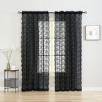 YJ YANJUN Vintage Lace Curtains 84 Inches Long-Victorian Floral Pattern Black Sheer Curtain Panels for Living Room Bedroom,Light Filtering, Gothic Witchy Halloween Drapes 2 Panels 52W x 84L