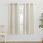 NICETOWN Thick Linen Blend Curtains Flax Textured for Bedroom, Rustic Grommet Semi Sheer Privacy Added Window Curtains & Drapes Light Filtering for Nursery, Natural, W34 x L63, Set of 2
