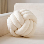 Uvvyui Knot Pillow Ball, Soft Home Decorative Round Throw Pillow, Handmade Knotted Plush Pillow, Round Boucle Pillow Cushion (8.6 Inches Ivory)