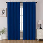 CUCRAF Royal Blue Blackout Curtains 108 inch Length 2 Panels Set, Rod Pocket Room Darkening Drapes for Bedroom Living Room, Insulated Thermal Light Blocking Window Curtain (W52 x L108 Inch)