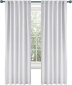 Deconovo Blackout Curtains Back Tab and Rod Pocket Thermal Insulated Curtain Penels for Sliding Door 52Wx108L Inch Greyish White 2 Panels