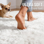 OLANLY 7x7 Machine Washable Large Area Rugs for Living Room, Bedroom, Soft Fluffy Shaggy Bedside Rug, Indoor Floor Carpet for Kids Girls and Boys, Dorms, Nursery, Home Decor Aesthetic, White