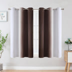 Estelar Textiler Brown and Greyish White Blackout Curtains 42Wx45L 2 Panels