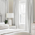 MIULEE 100% Blackout Linen Curtains for Bedroom 52x54 Inch Heathered White