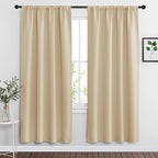 RYB HOME Curtains for Bedroom Living Room 72 inches Long, Thermal Insulated Privacy Rod Pocket Drapes for Nursery Office Home Theater, Width 42 by Length 72, Biscotti Beige, 2 Panels