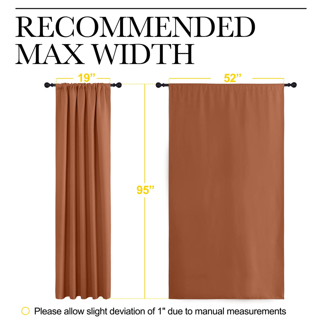 NICETOWN Blackout Curtains and Drapes - Thermal Insulated Solid Rod Pocket Blackout Draperies/Panels (Burnt Orange, 1 Pair, 52 by 95 inches)