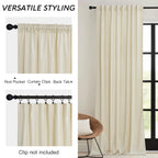 RYB HOME Beige Velvet Curtains 84 inches for Bedroom Living Room